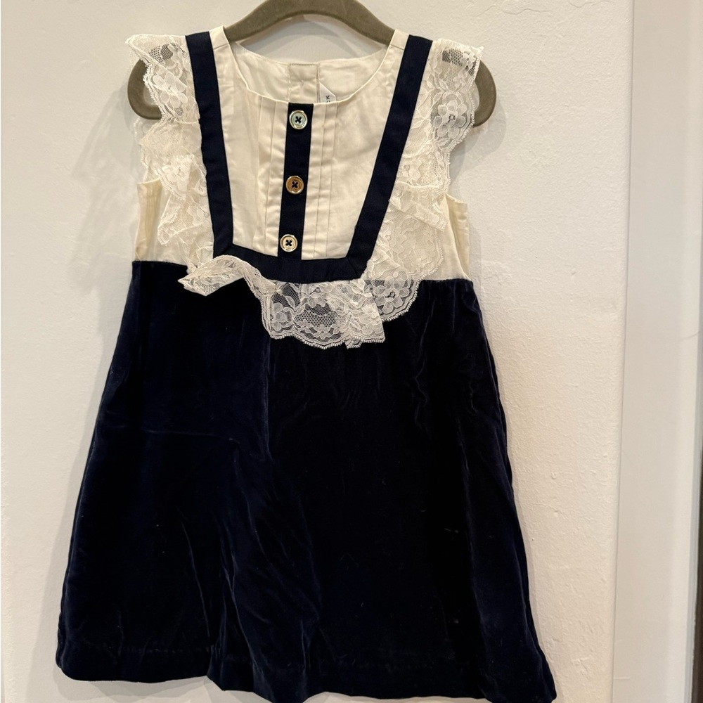 Janie and Jack Cream and Navy Dress